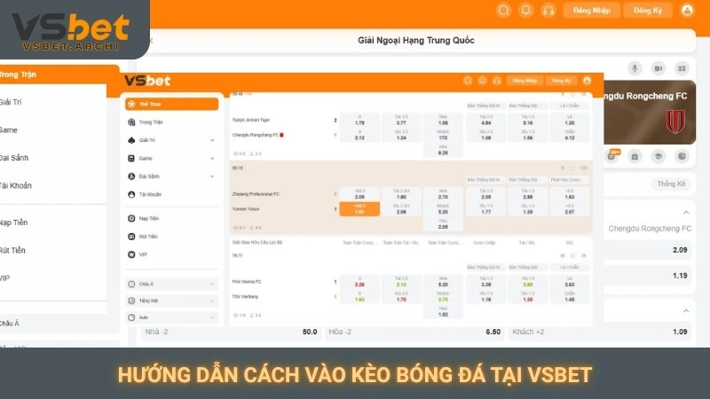 Hướng dẫn cách vào kèo bóng đá tại Vsbet