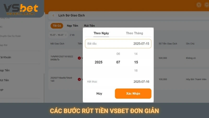 Các bước rút tiền Vsbet đơn giản